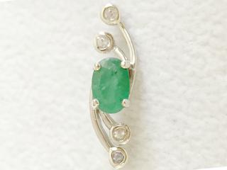 9ct White Gold Emerald & White Sapphire Pendant