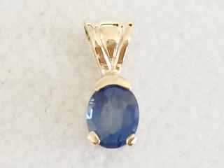 9ct Yellow Gold Blue Sapphire Pendant