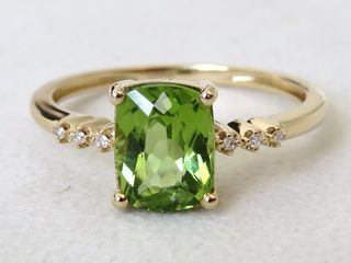 9k Yellow Gold 1.7ct Peridot & Diamond Ring