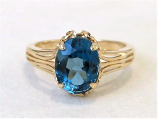 9k Yellow Gold 2.87ct London Blue Topaz Ring