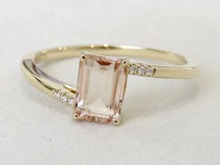 9k Yellow Gold 1ct Morganite & Moissanite Ring