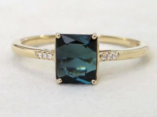 9k Yellow Gold 1.23ct Tourmaline & Moissanite Ring