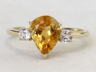 9k Yellow Gold 1.6ct Citrine & White Sapphire Ring
