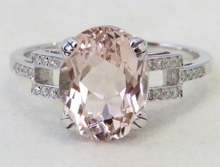 14k White Gold 3.27ct Morganite & Diamond Ring