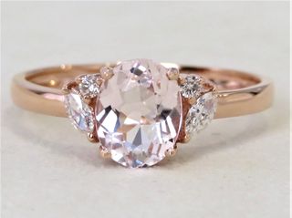 14k Rose Gold Pink Morganite & 0.11ct Diamond Ring