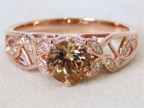 14k Rose Gold Morganite & Diamond Ring