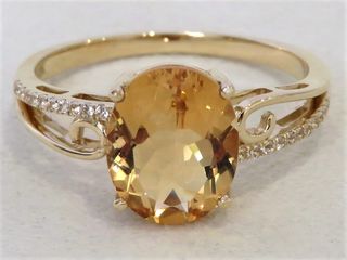 9k Yellow Gold 2.3ct Citrine & White Sapphire Ring