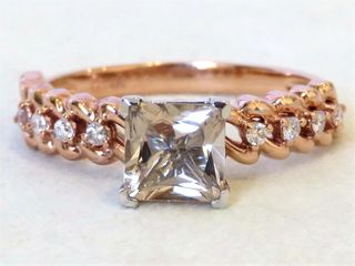 14k Rose/White Gold Morganite & 0.12ct Diamond Ring
