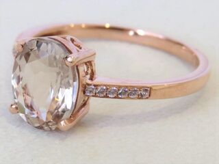 9k Rose Gold 1.86ct Morganite & White Sapphire Ring