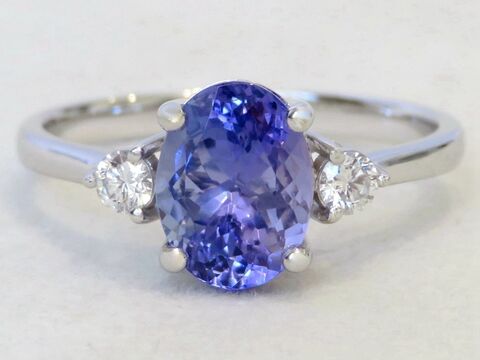 14k White Gold 2.25ct Tanzanite & 0.2ct Diamond Ring
