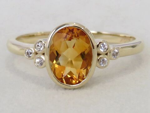 9k Yellow Gold 1.2ct Citrine & White Sapphire Ring