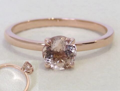 9k Rose Gold Morganite Solitaire Ring