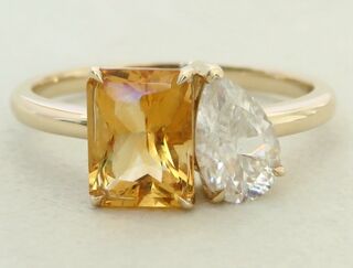 9k Yellow Gold 2.35ct Citrine & Moissanite Ring