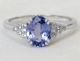 9k White Gold 1.4ct Tanzanite and White Sapphire Ring