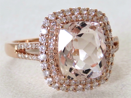 18k rose gold morganite and diamond ring