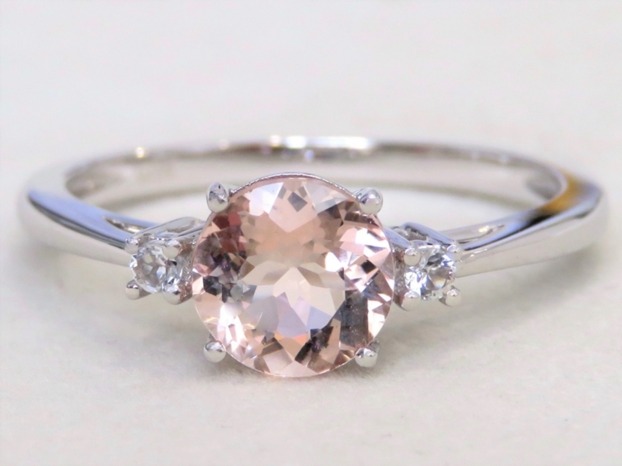 9k White Gold 1ct Morganite & White Sapphire Ring