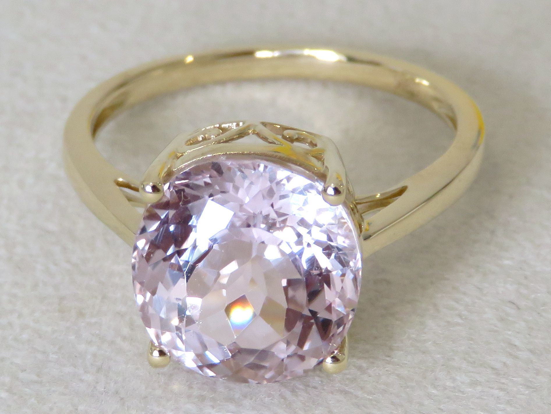 9k Gold Pink Kunzite Engagement Ring