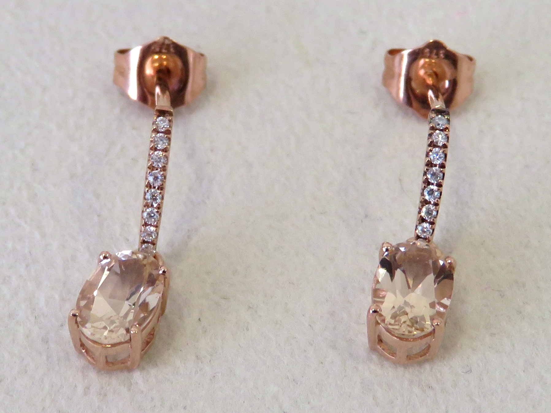 9k Rose Gold 0.85ct Morganite & Moissanite Earrings