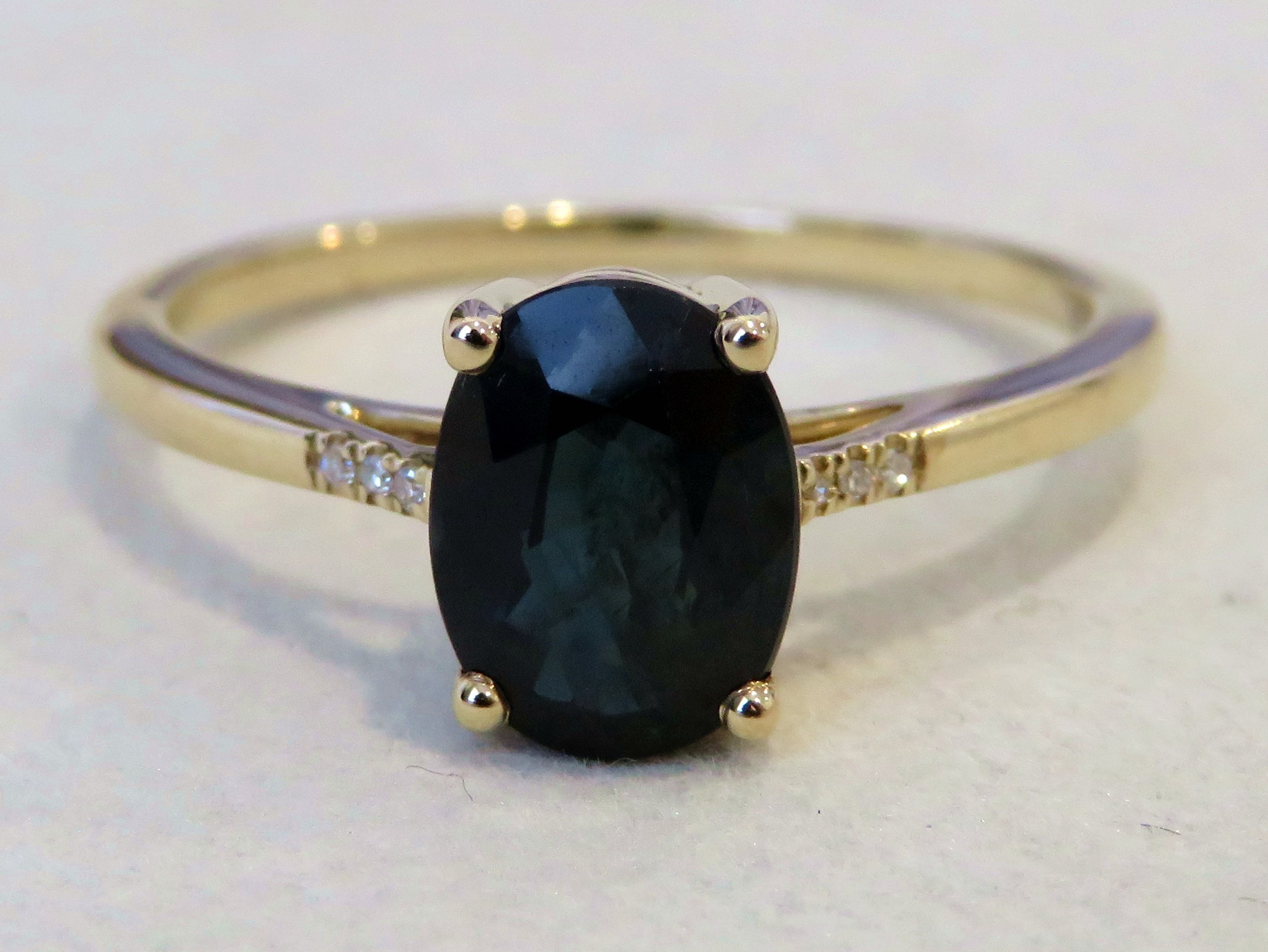9k Yellow Gold 1.84ct Blue Sapphire & Diamond Ring