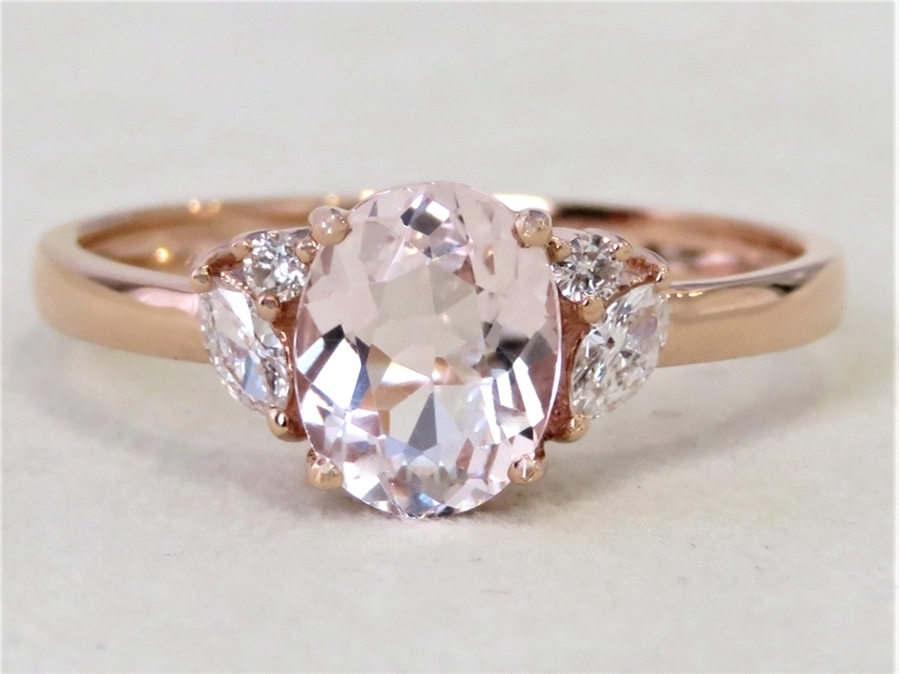 14k Rose Gold 1.1ct Pink Morganite & 0.11ct Diamond Ring
