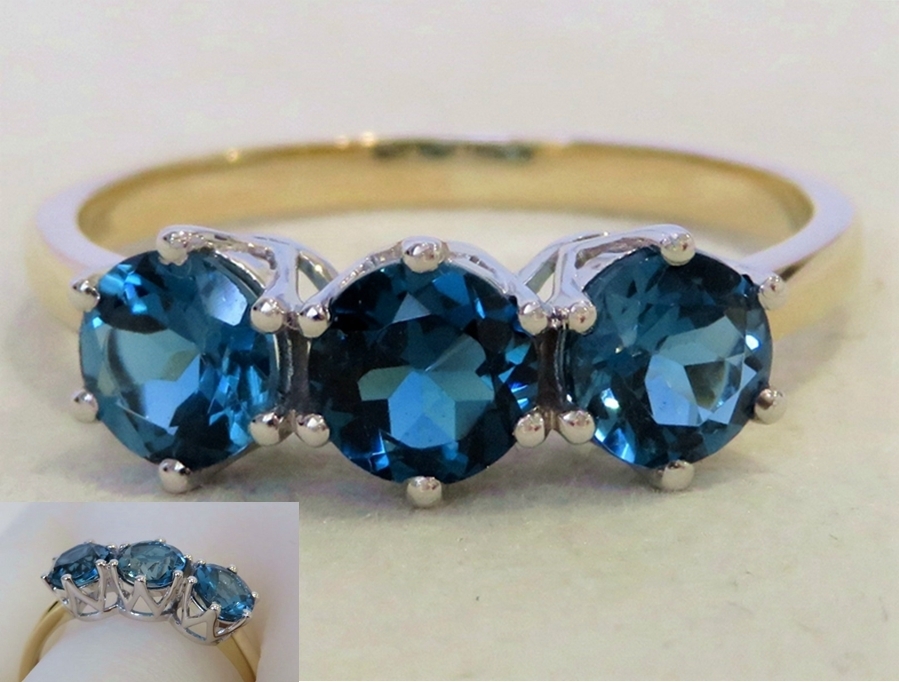 9k Yellow / White Gold 1.8ct London Blue Topaz Ring