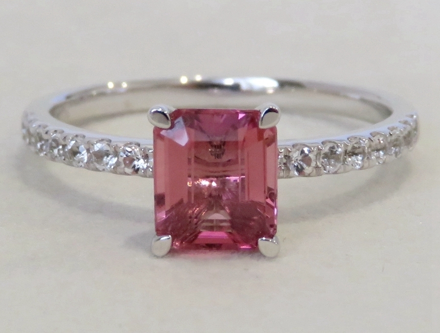 9k White Gold 1.23ct Pink Tourmaline & White Sapphire Ring