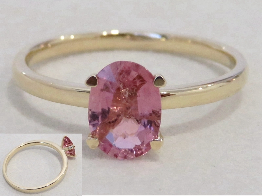 9k Yellow Gold Pink Tourmaline Ring