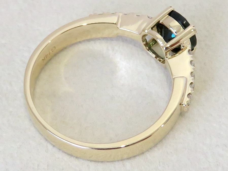 Teal Sapphire & Diamond Engagement Ring CL Jewellery NZ