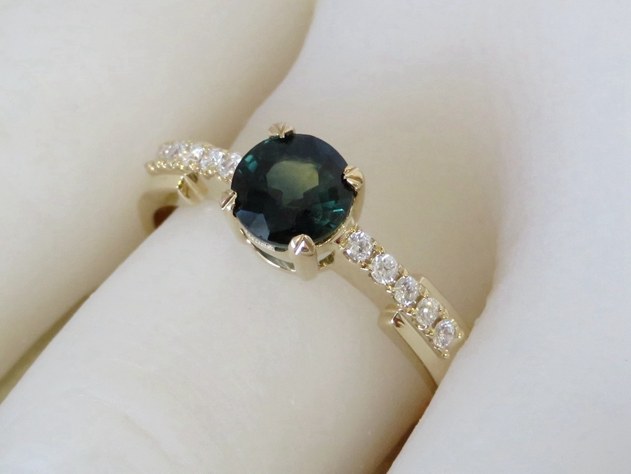 Teal Sapphire & Diamond Engagement Ring CL Jewellery NZ