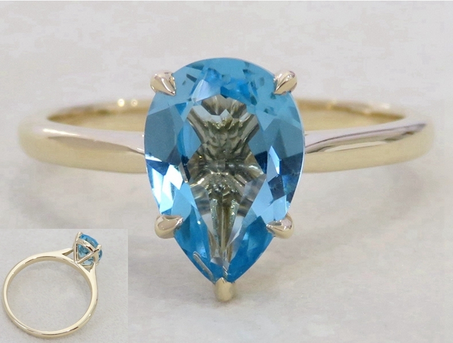 9k Yellow Gold 2.1ct Swiss Blue Topaz Ring