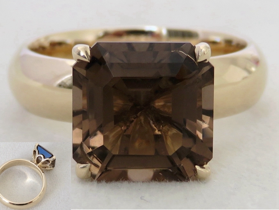 9k Yellow Gold 4.3ct Smoky Quartz Ring