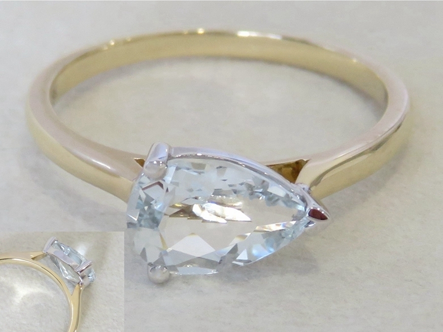 9k Yellow/White Gold 1.2ct Aquamarine Ring