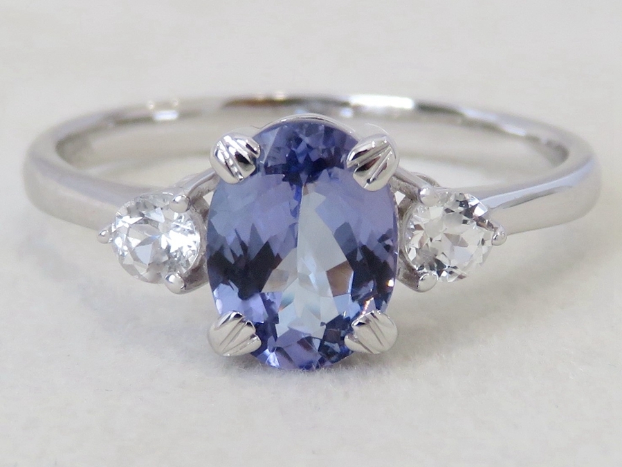 9k White Gold 1.43ct Tanzanite & White Sapphire Ring