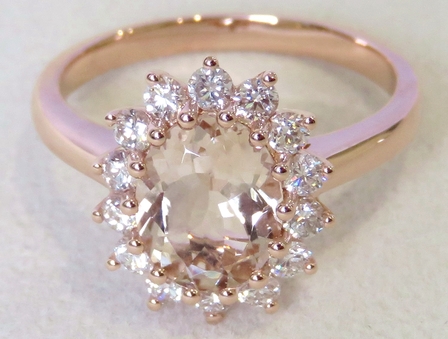 9k Rose Gold 1.5ct Morganite & 0.6ct Diamond Ring -Partial #2 Remaining Balance of Custom Made Job140324MORDARG