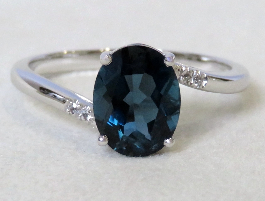 9k White Gold 2.3ct London Blue Topaz & White Sapphire Ring