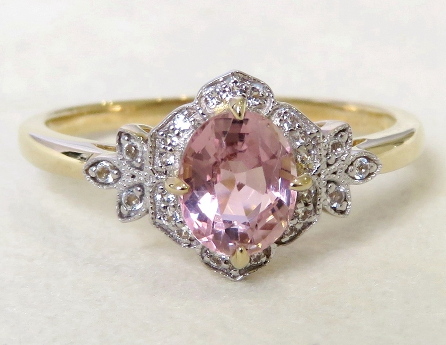 9k Yellow/White Gold Pink Tourmaline Ring