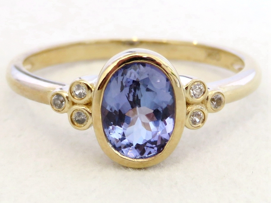 9k Yellow Gold 1.2ct Tanzanite & White Sapphire Ring