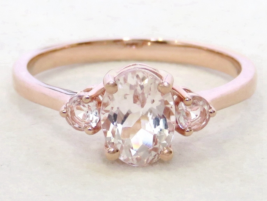 9k Rose Gold 1.34ct Pink Morganite & White Sapphire Ring