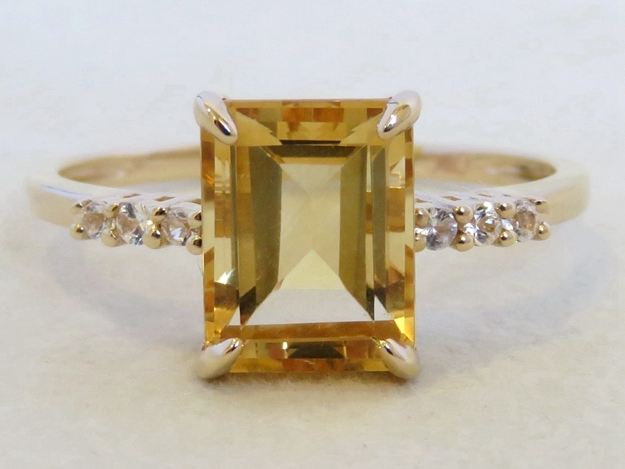 2.3ct Citrine & White Sapphire Ring in 9k Yellow Gold