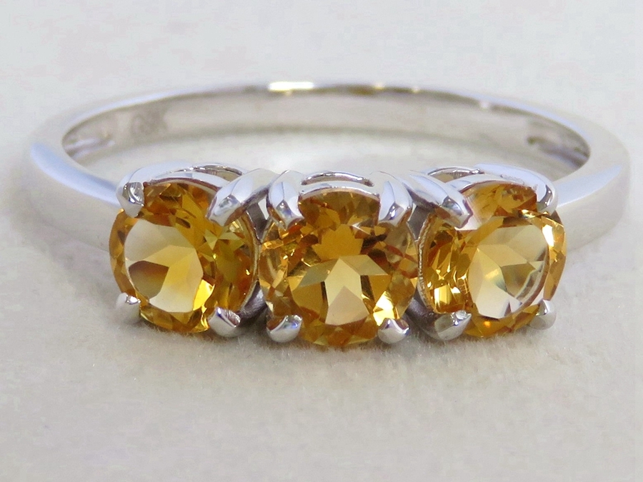 1.4ct Citrine 3-Stone Ring in 9k White Gold