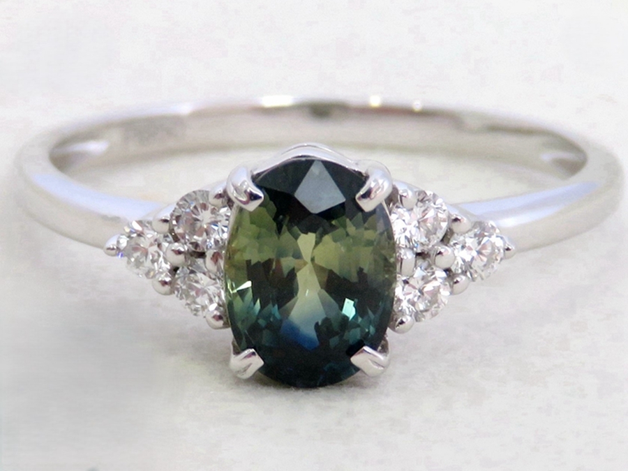 1.28ct Parti Sapphire & 0.18ct Diamond Ring in Platinum
