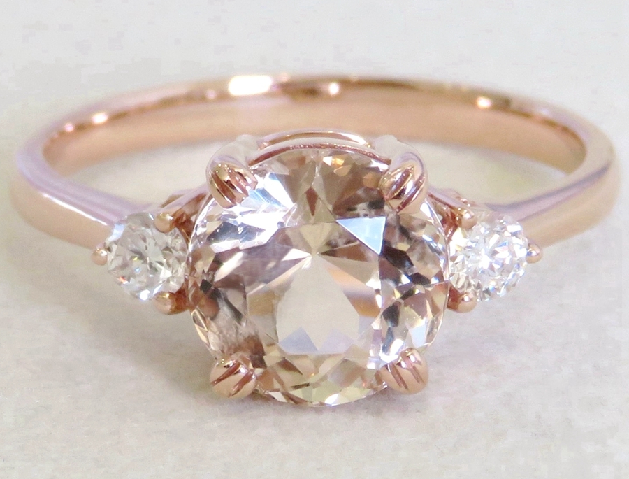2.37ct Morganite & 0.2ct Diamond Ring in 14k Rose Gold