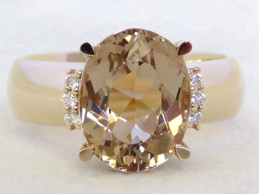 9k Yellow Gold 3.58ct Morganite & Diamond Ring - Remaining Balance of Custom Made Job#040925MORDA9KY-J.5
