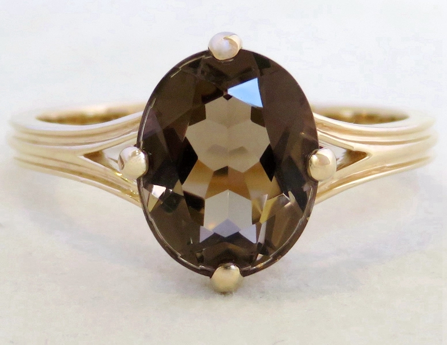 2.4ct Smoky Quartz Ring in 9k Yellow Gold