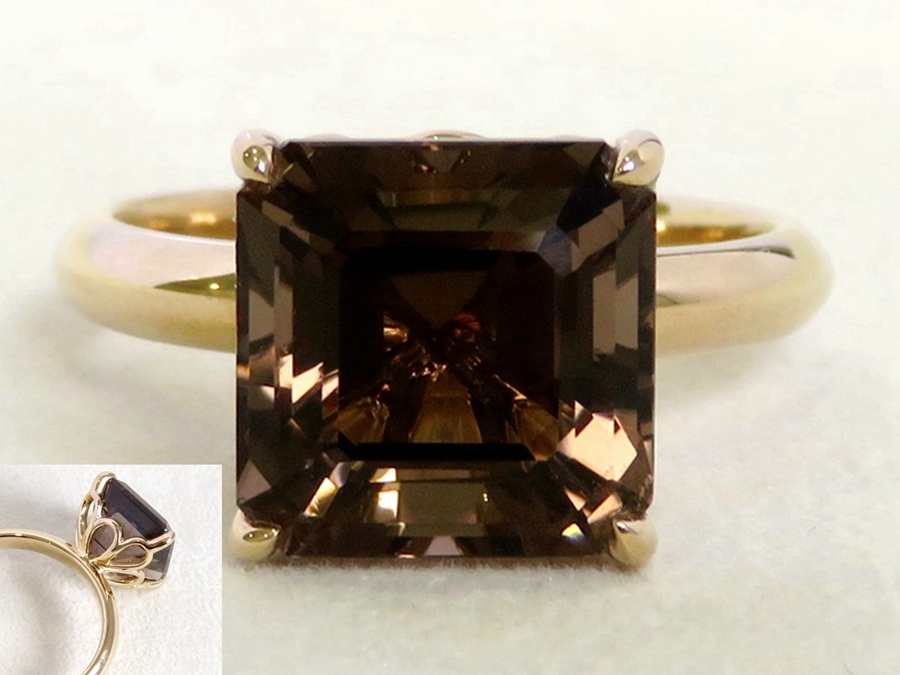 5.5ct Smoky Quartz Ring in 9k Yellow Gold