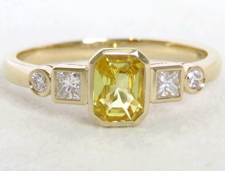 Yellow Sapphire & 0.26ct Diamond 5-Stone Ring in 14k Yellow Gold