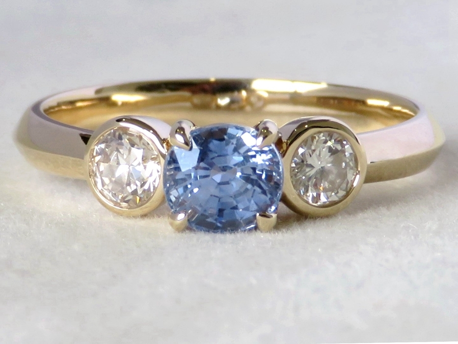 Bespoke Blue Sapphire & Diamond Ring in 9k Yellow Gold with Valuation- Remaining Balance of Custom Made Job#100926BSADA-N.5