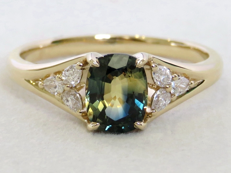 1.39ct Parti Sapphire & Diamond Engagement Ring 14k Yellow Gold | CL Jewellery NZ