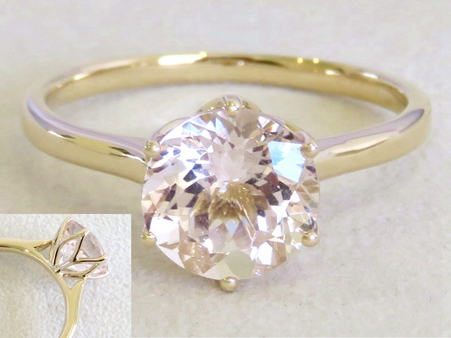 2.1ct Morganite Ring in 14k Yellow Gold Cathedral Setting | CL Jewellery NZ