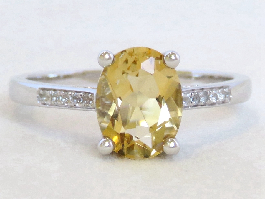 1.7ct Citrine & White Sapphire Ring in 9k White Gold | CL Jewellery NZ